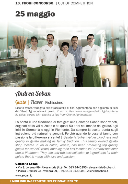 La pagina dedicata al nostro Gusto sulla guida del Festival gusto gelato firenze festival gelateria soban